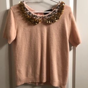 Angora short-sleeved sweater